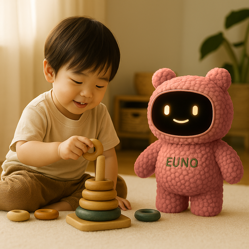 un enfant qui joue avec un Euno rose